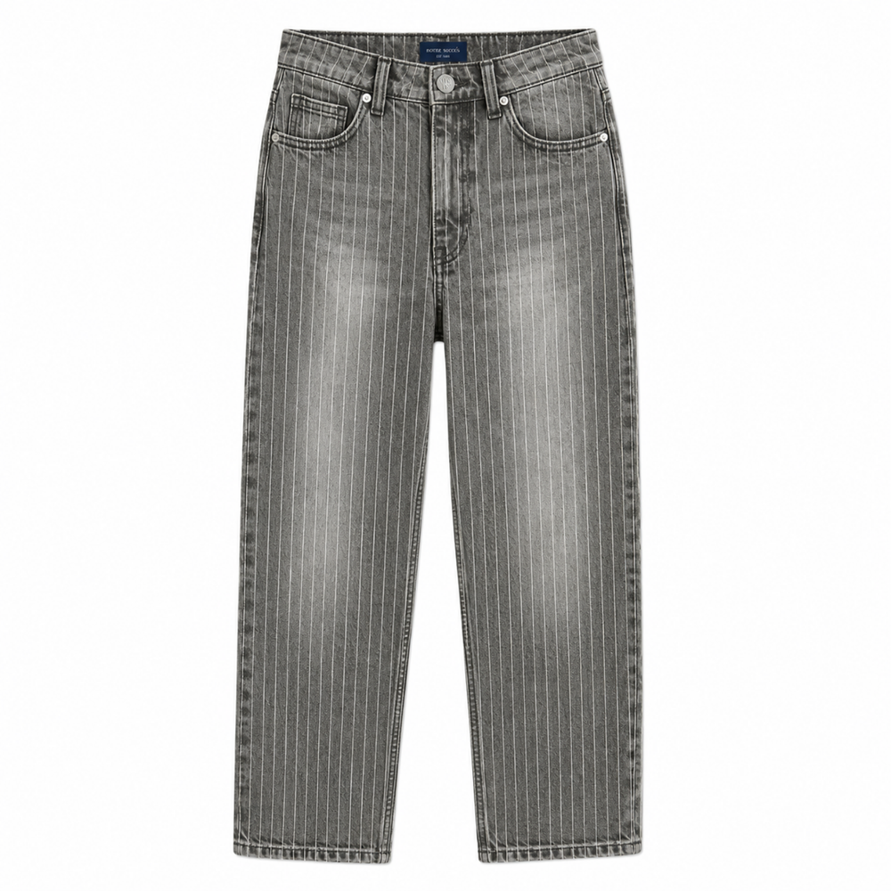 Relaxed Pin Striped Grey Jeans