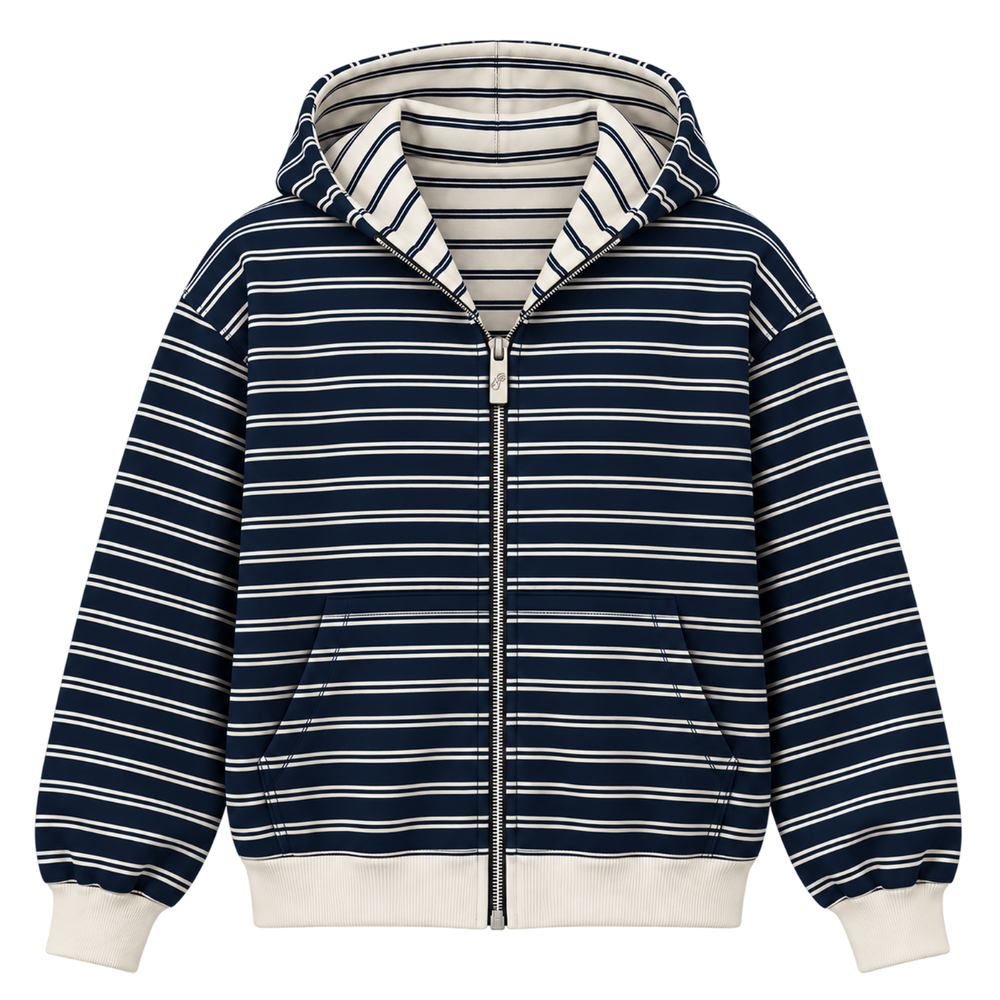 Reversible Striped Zip Up