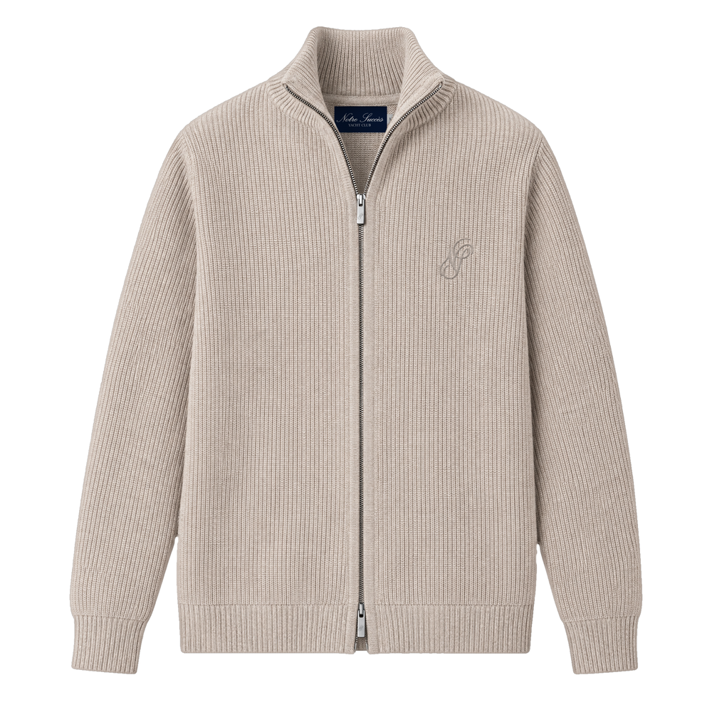 Knitted Zip Up - Beige