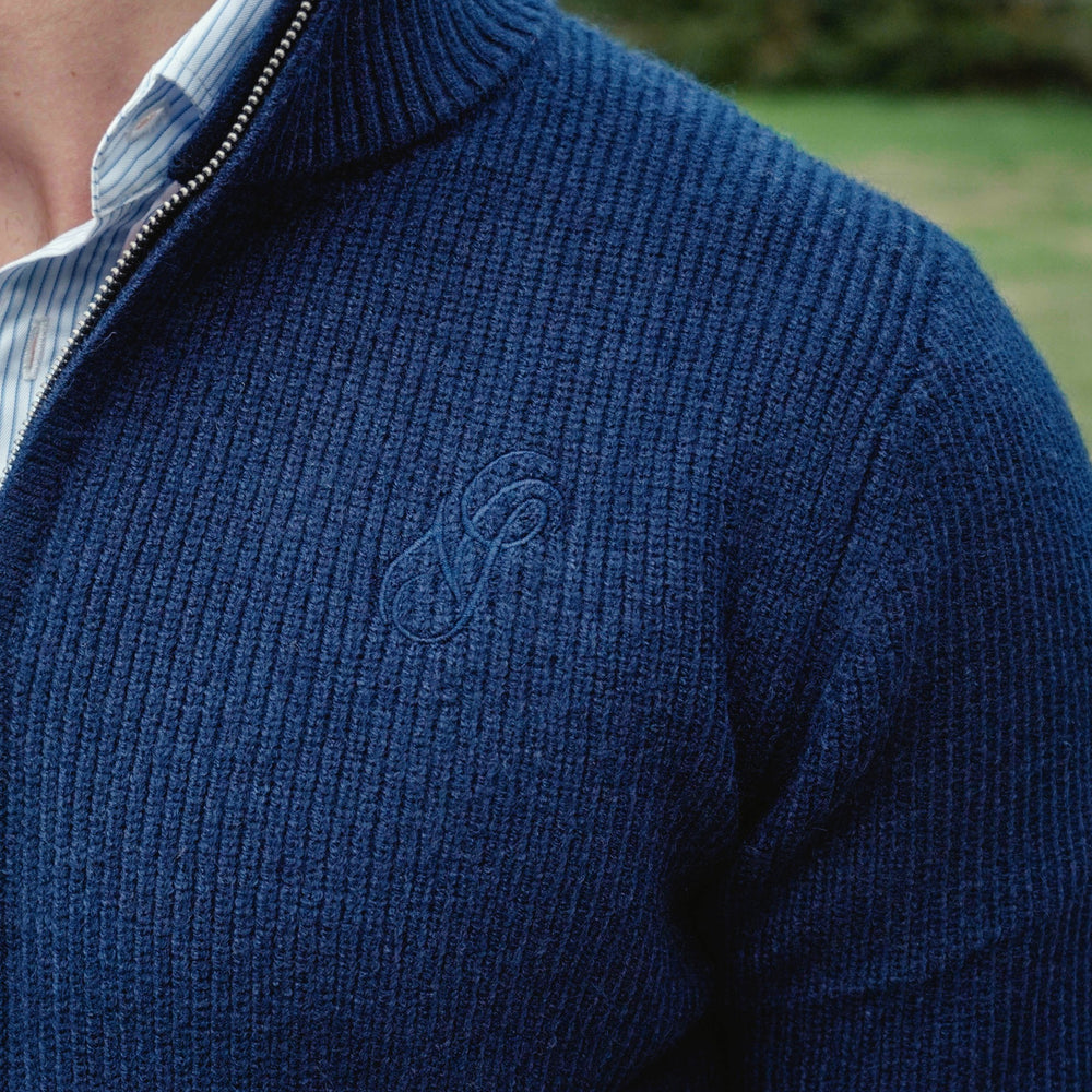 Knitted Zip Up - Navy