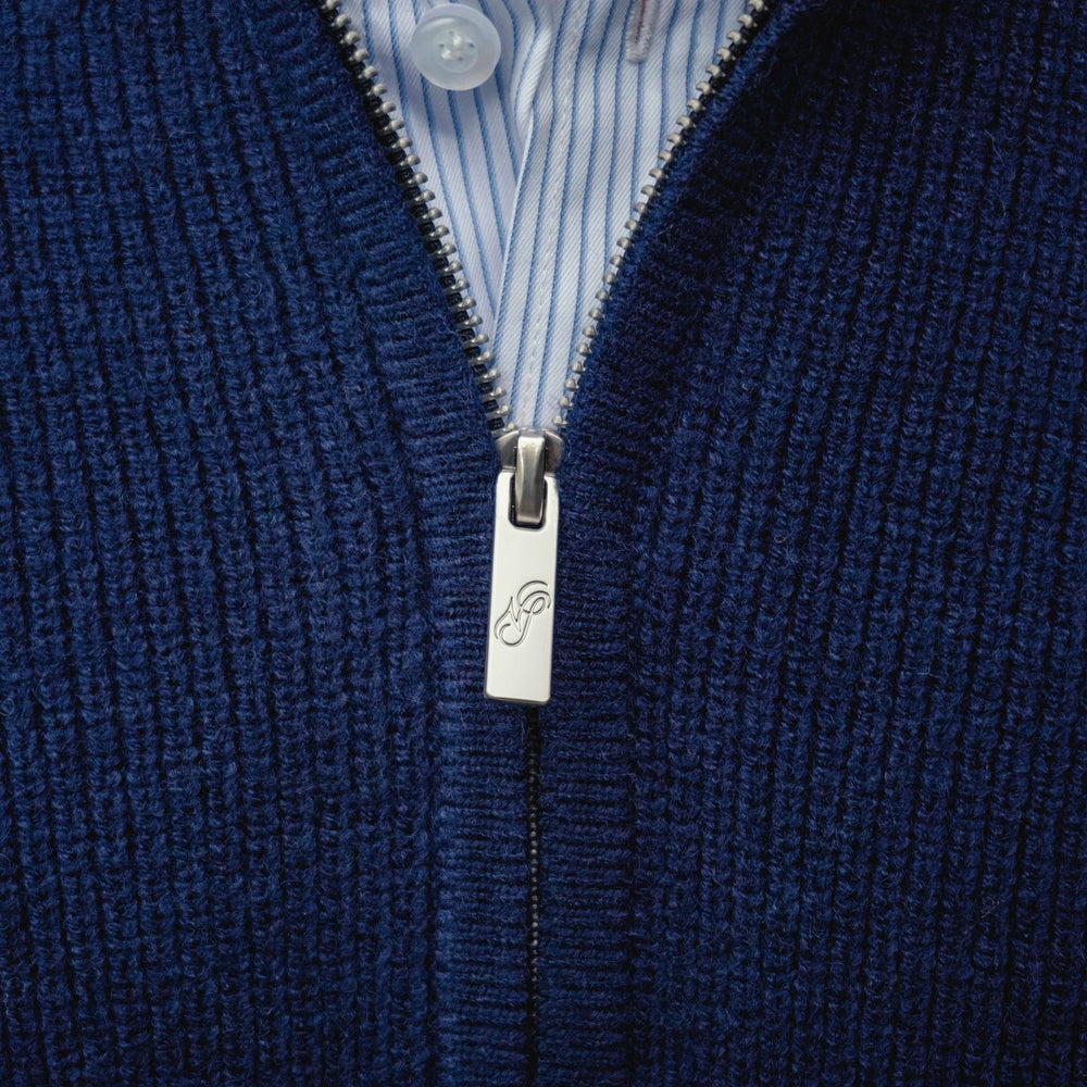 Knitted Zip Up - Navy