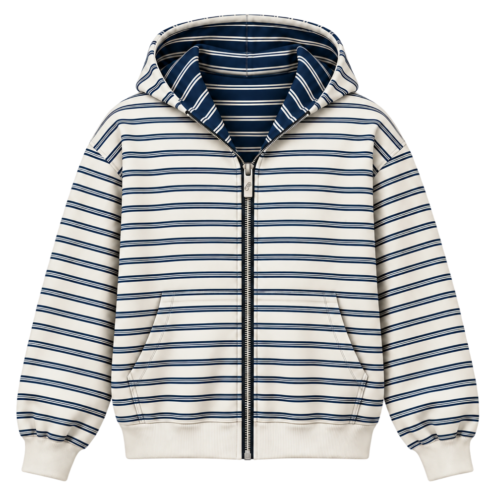 Reversible Striped Zip Up