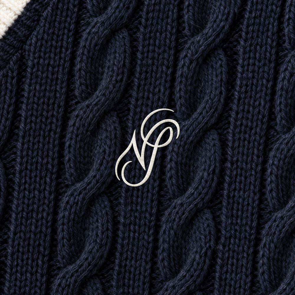 V-Neck Cable Knit Sweater