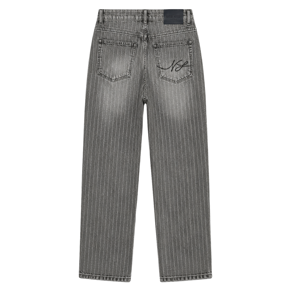 Relaxed Pin Striped Grey Jeans