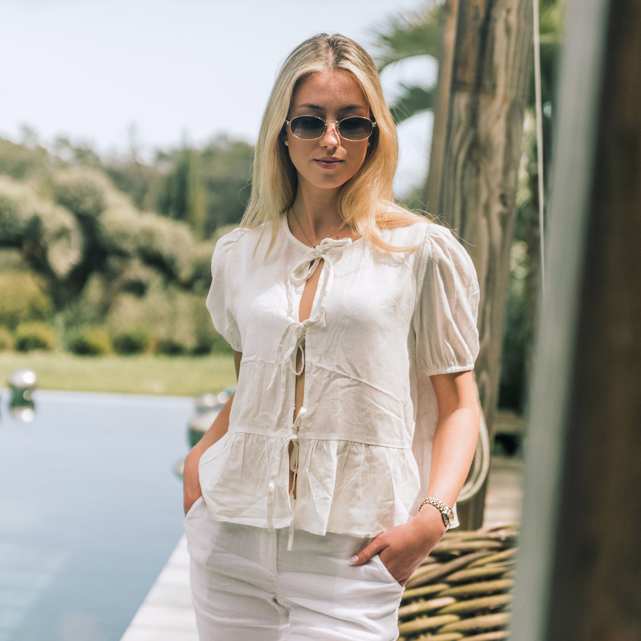 Notre Tie Front Blouse