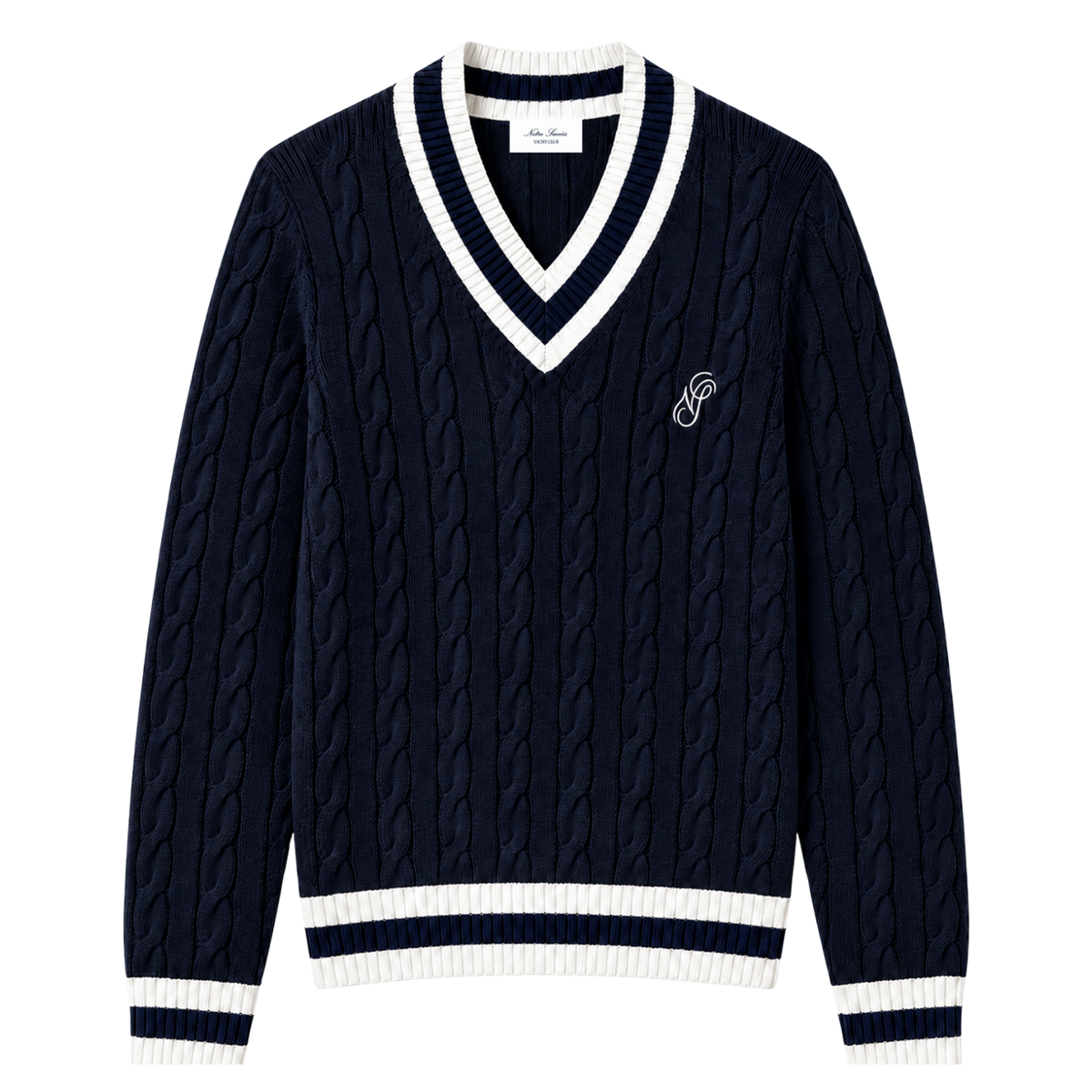 V-Neck Cable Knit Sweater
