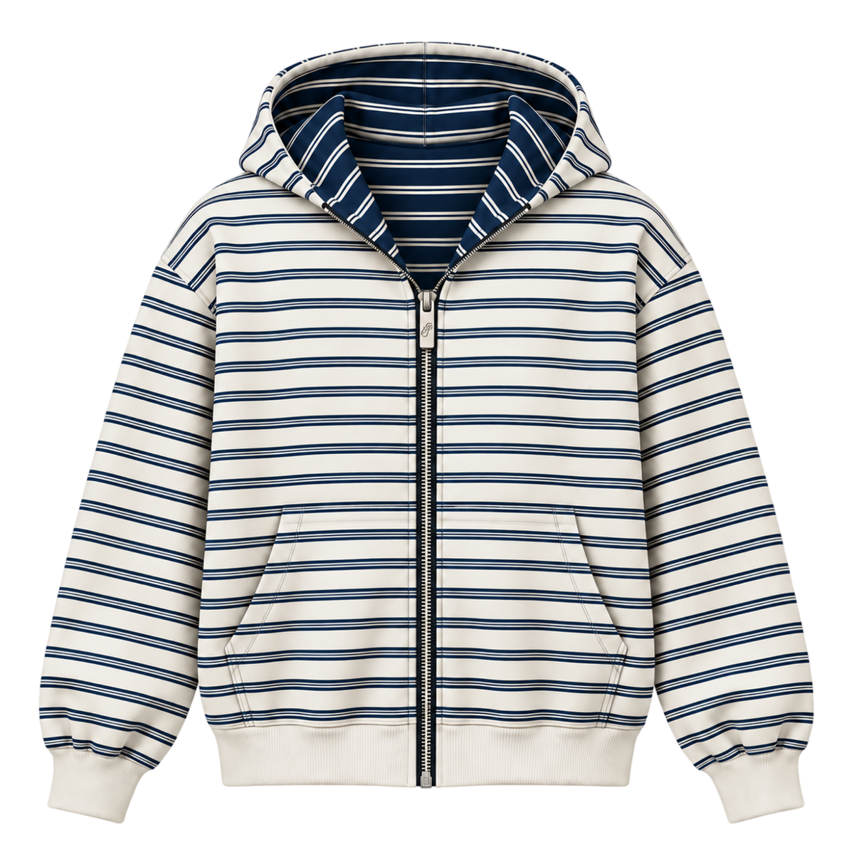 Reversible Striped Zip Up