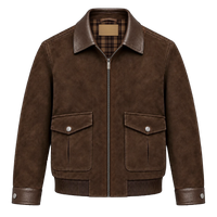Suede Leather Jacket - Brown