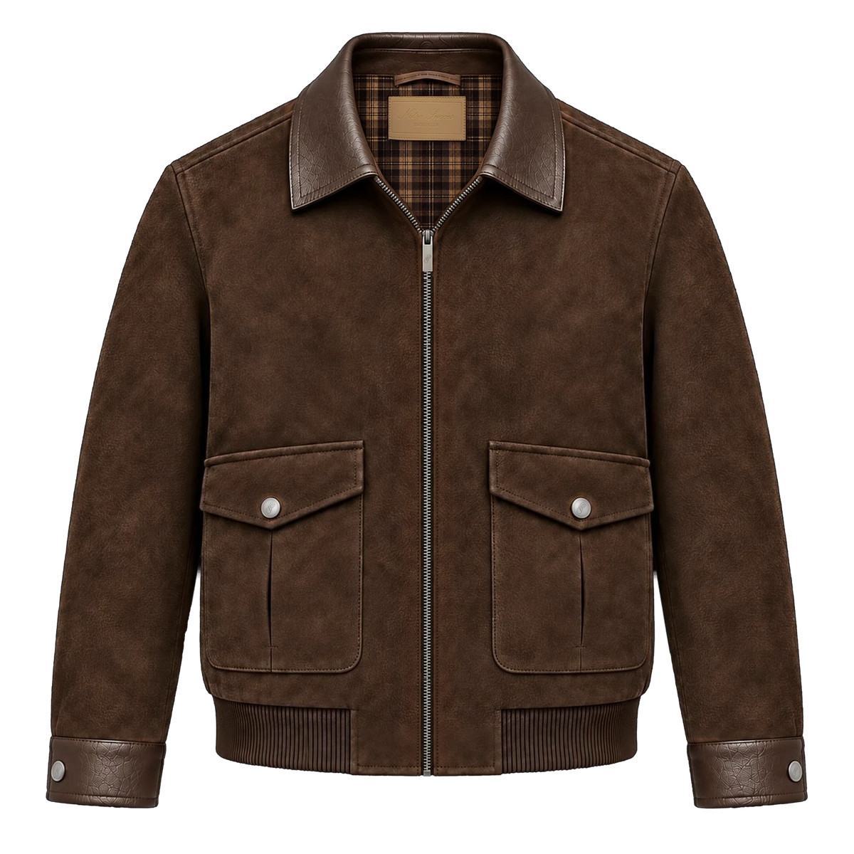 Suede Leather Jacket - Brown