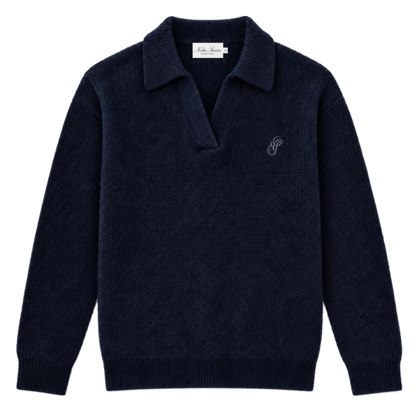Open Collar Knit Polo