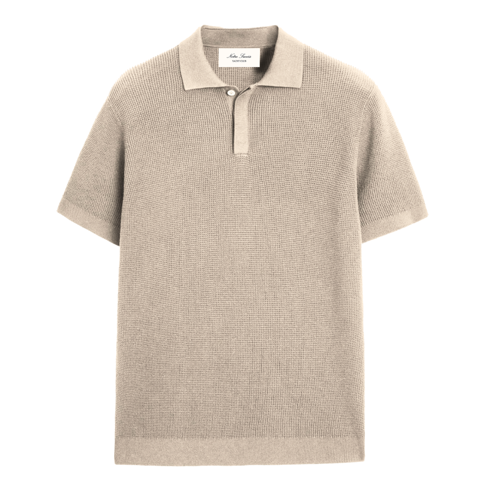 トップス ORIMI SPARCLE KNIT POLO - 1 Silk-Cotton Knit Polo Blue | VERSACE