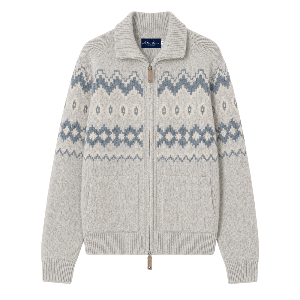 Chalet Wool Zip up - Grey Blue