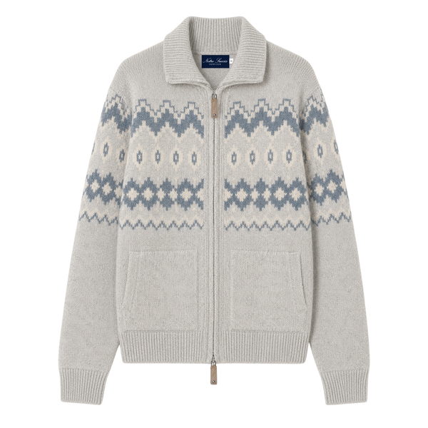 Chalet Wool Zip up - Grey Blue