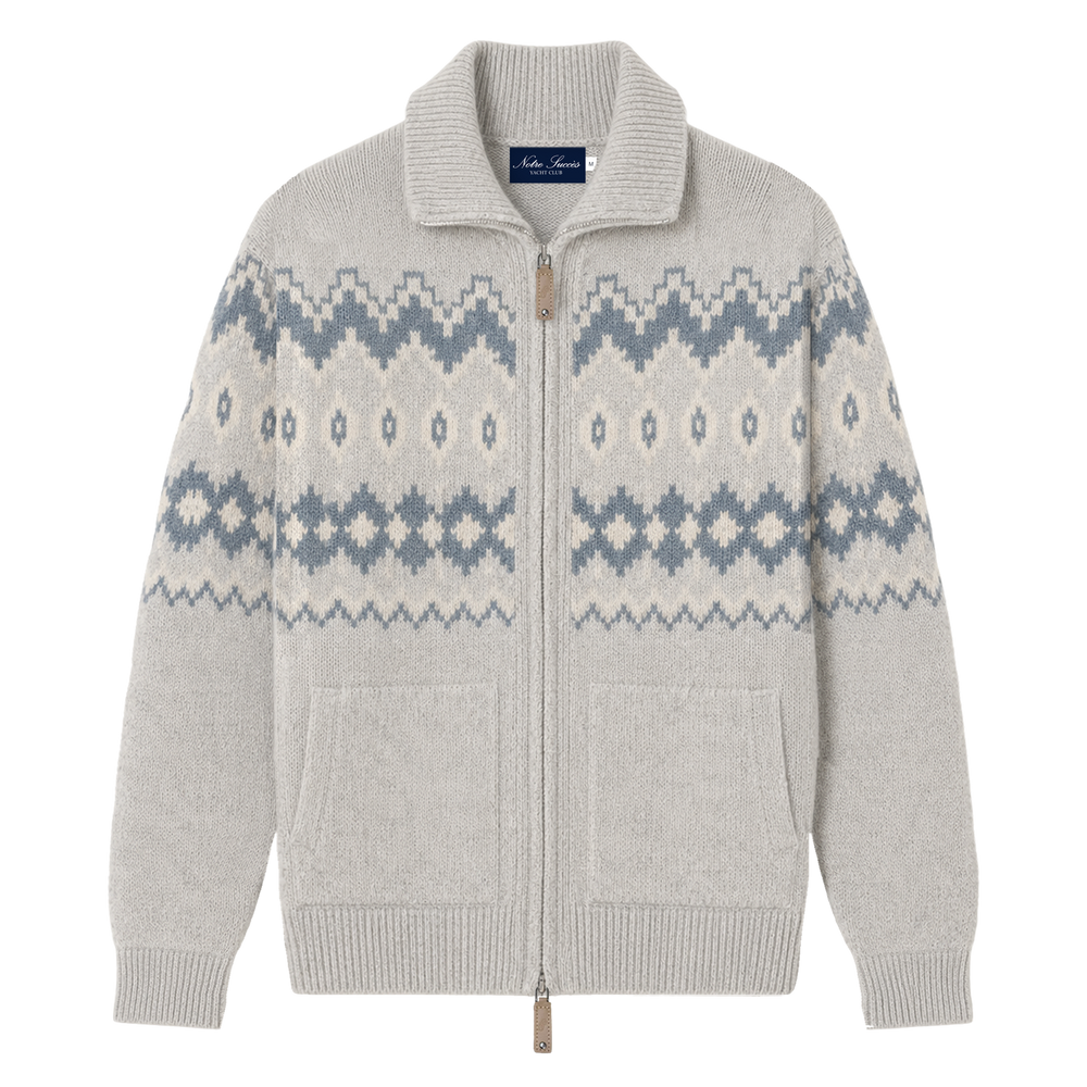 Chalet Wool Zip up - Grey Blue