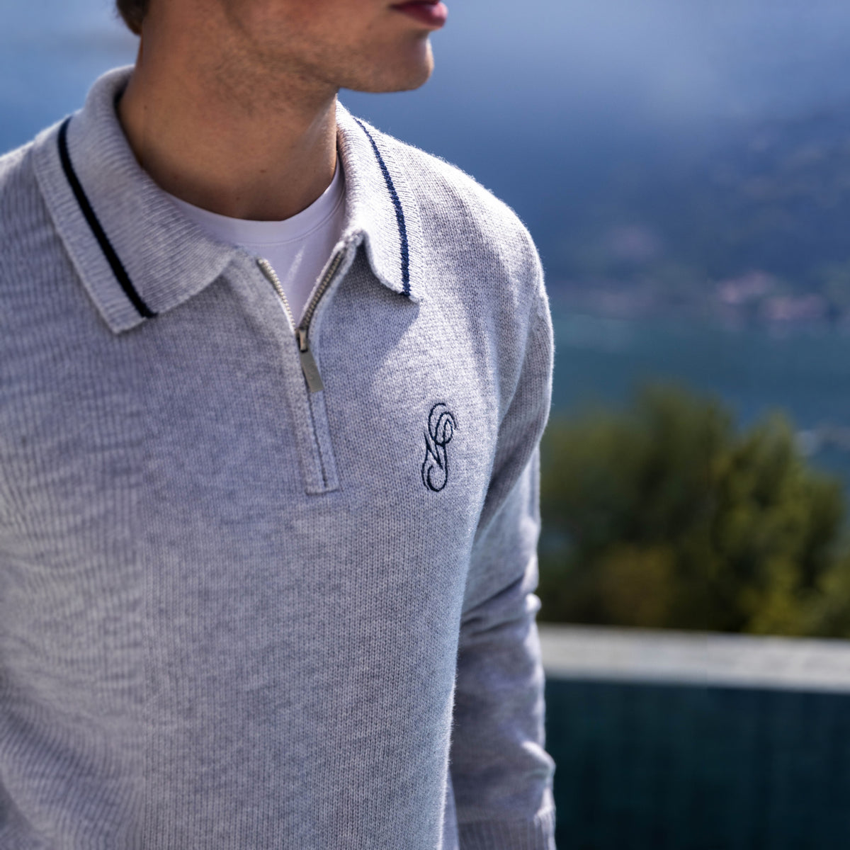 Half-Zip Polo - Grey