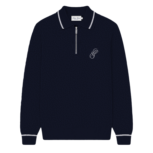 Quarter Zip Polo · Navy