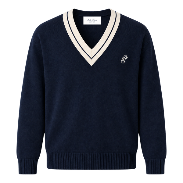 Heritage V-Neck Sweater · Navy