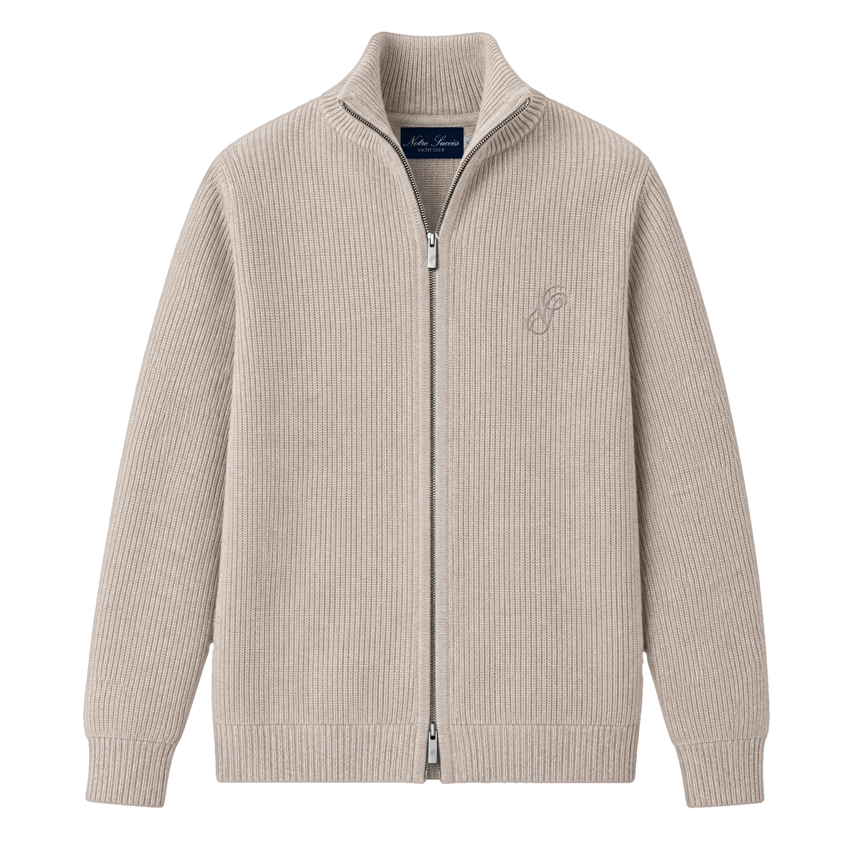 Knitted Zip Up - Beige