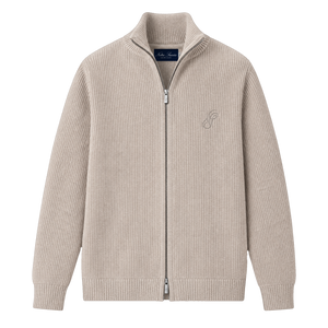Knitted Zip Up - Beige