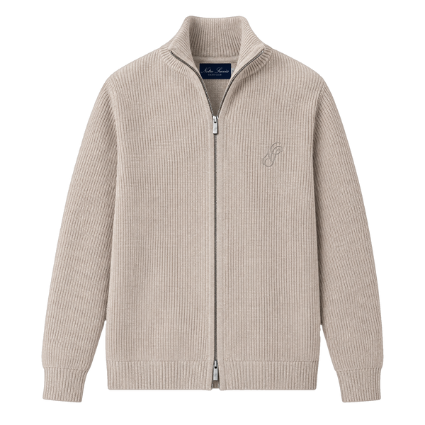 Knitted Zip Up - Beige