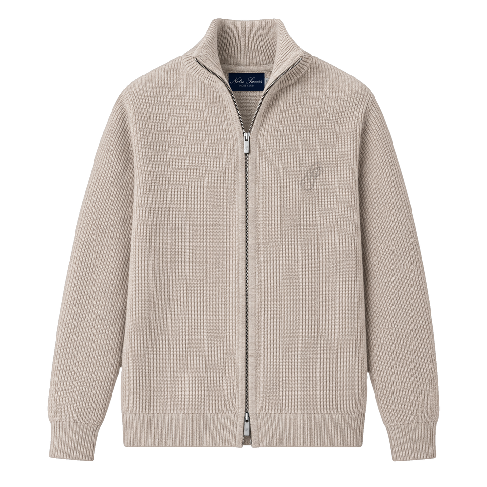 Knitted Zip Up - Beige