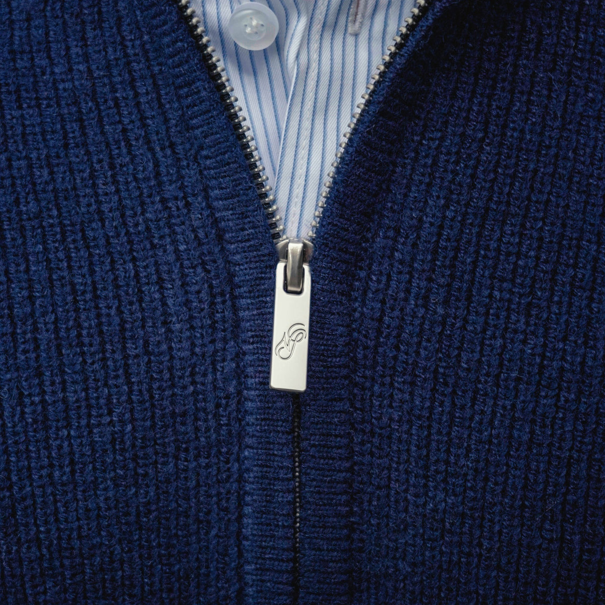 Knitted Zip Up - Navy