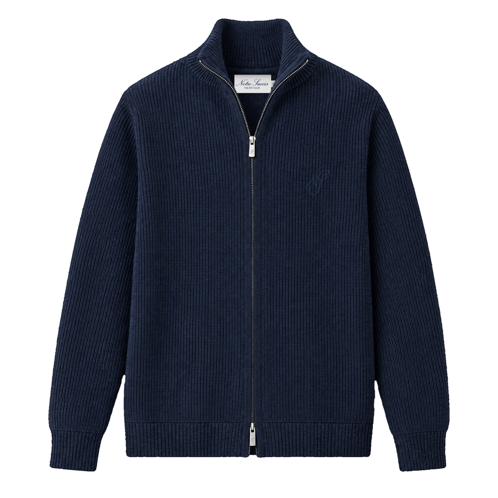 Knitted Zip Up - Navy
