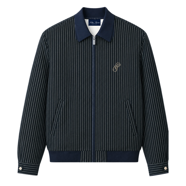 Linen Harrington Overshirt · Navy