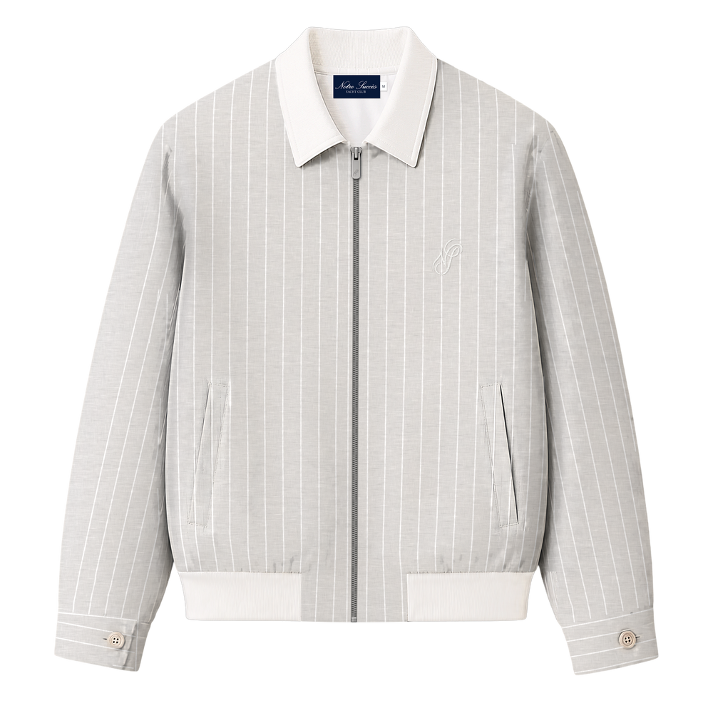 Linen Harrington Overshirt - White