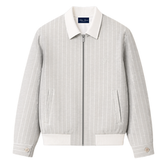 Linen Harrington Overshirt - White