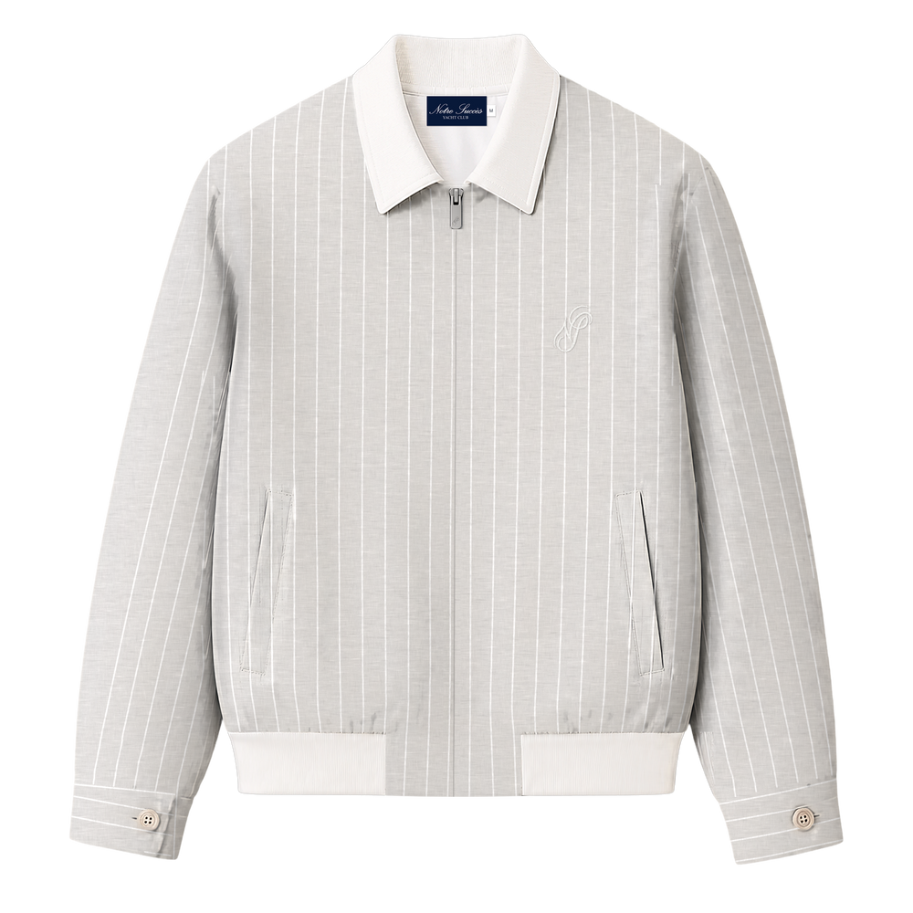 Linen Harrington Overshirt - White