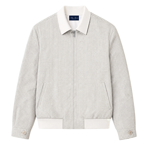 Linen Harrington Overshirt · White