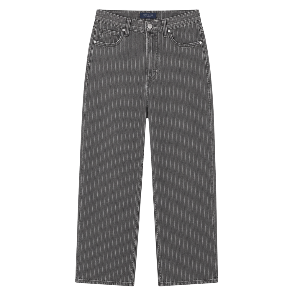 Relaxed Pin Striped Grey Jeans