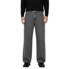 Relaxed Pin Striped Grey Jeans