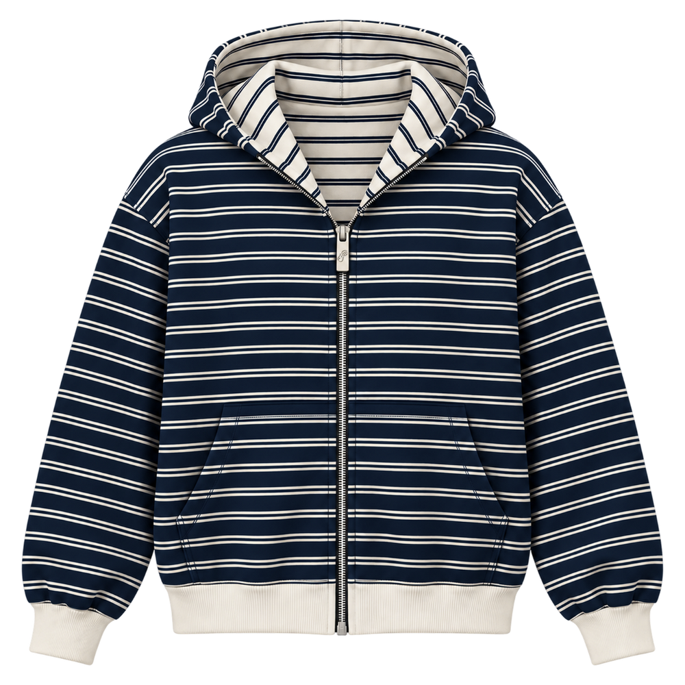 Reversible Striped Zip Up