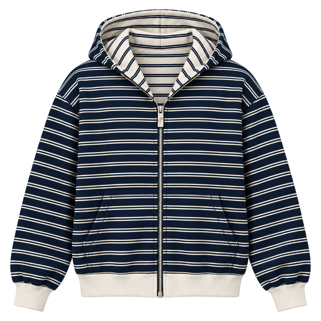 Reversible Striped Zip Up