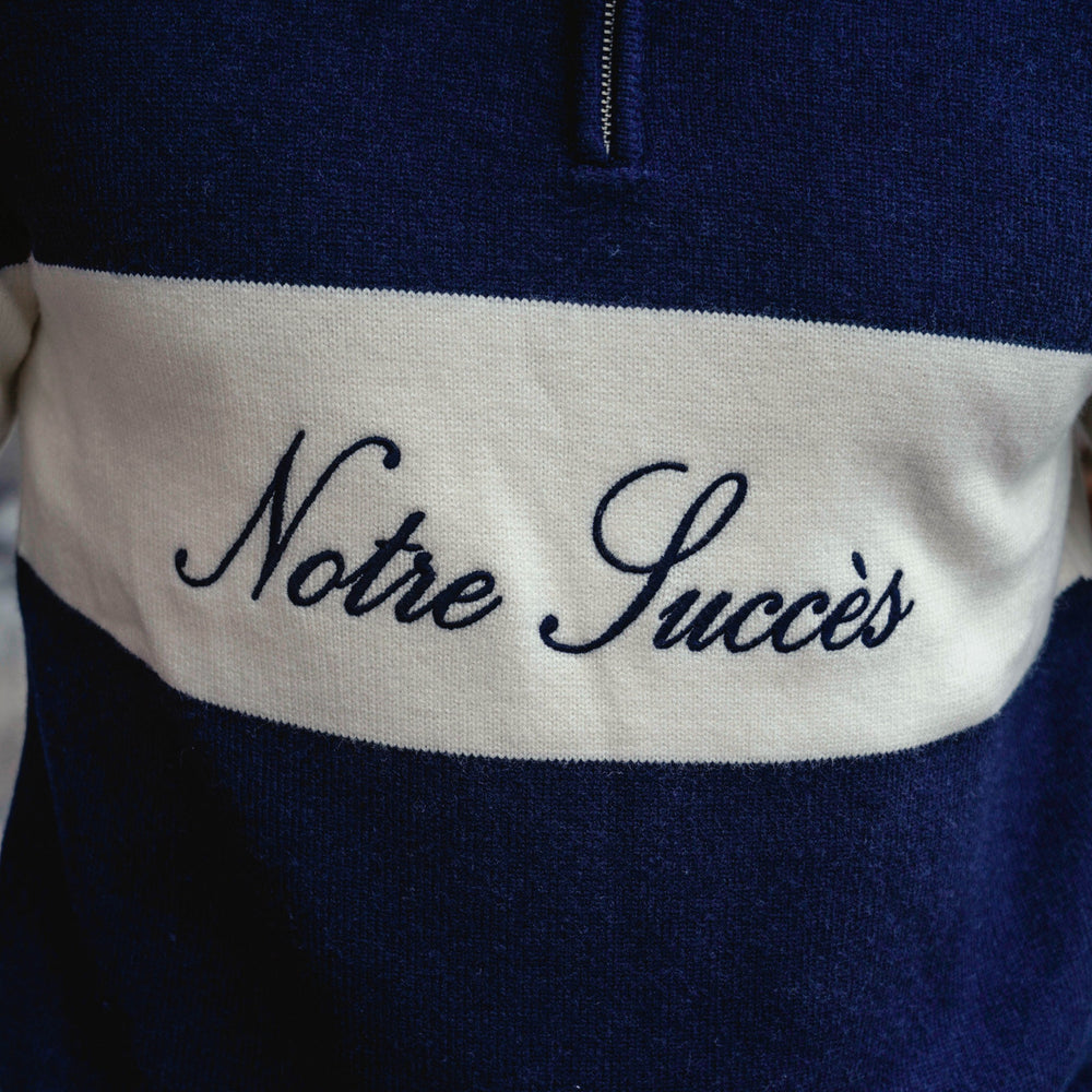 Signature Quarter Zip - Notre Succès embroidery close-up