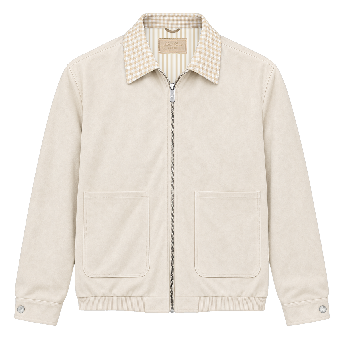 Suede Collar (Check) Jacket - Beige Check Collar