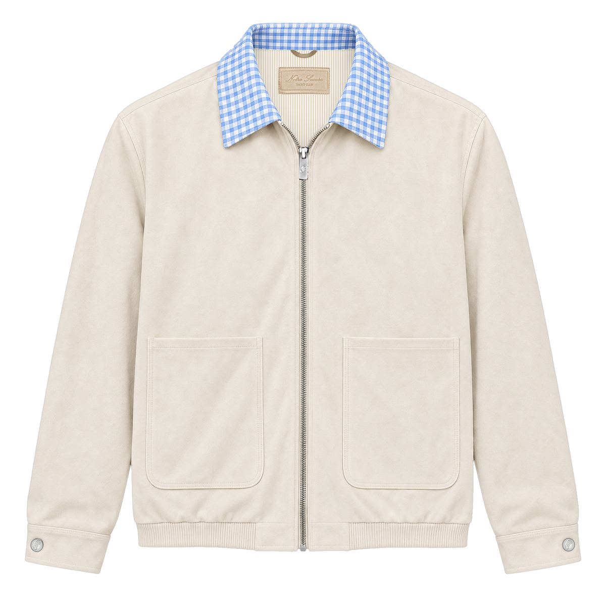 Suede Collar (Check) Jacket - Blue Gingham Collar