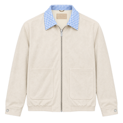Suede Collar (Check) Jacket - Blue Gingham Collar
