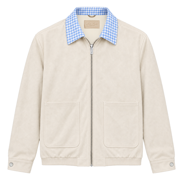 Suede Collar (Check) Jacket - Blue Gingham Collar