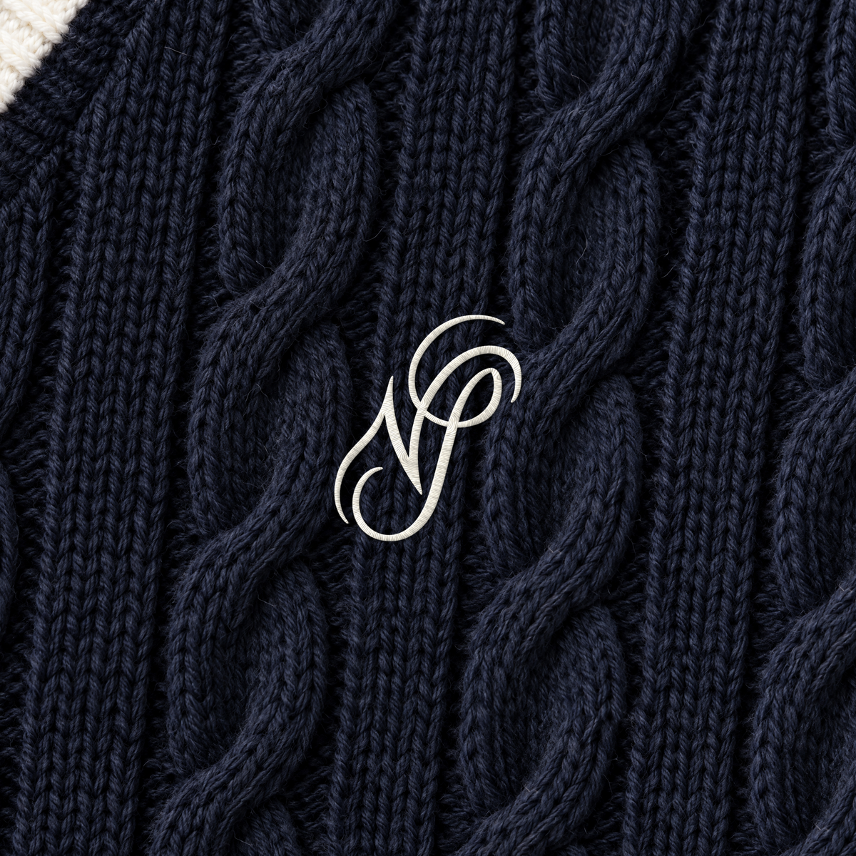 V-Neck Cable Knit Sweater