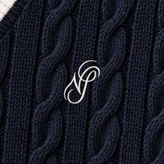 V-Neck Cable Knit Sweater