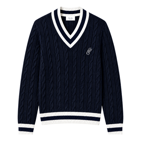 V-Neck Cable Knit Sweater